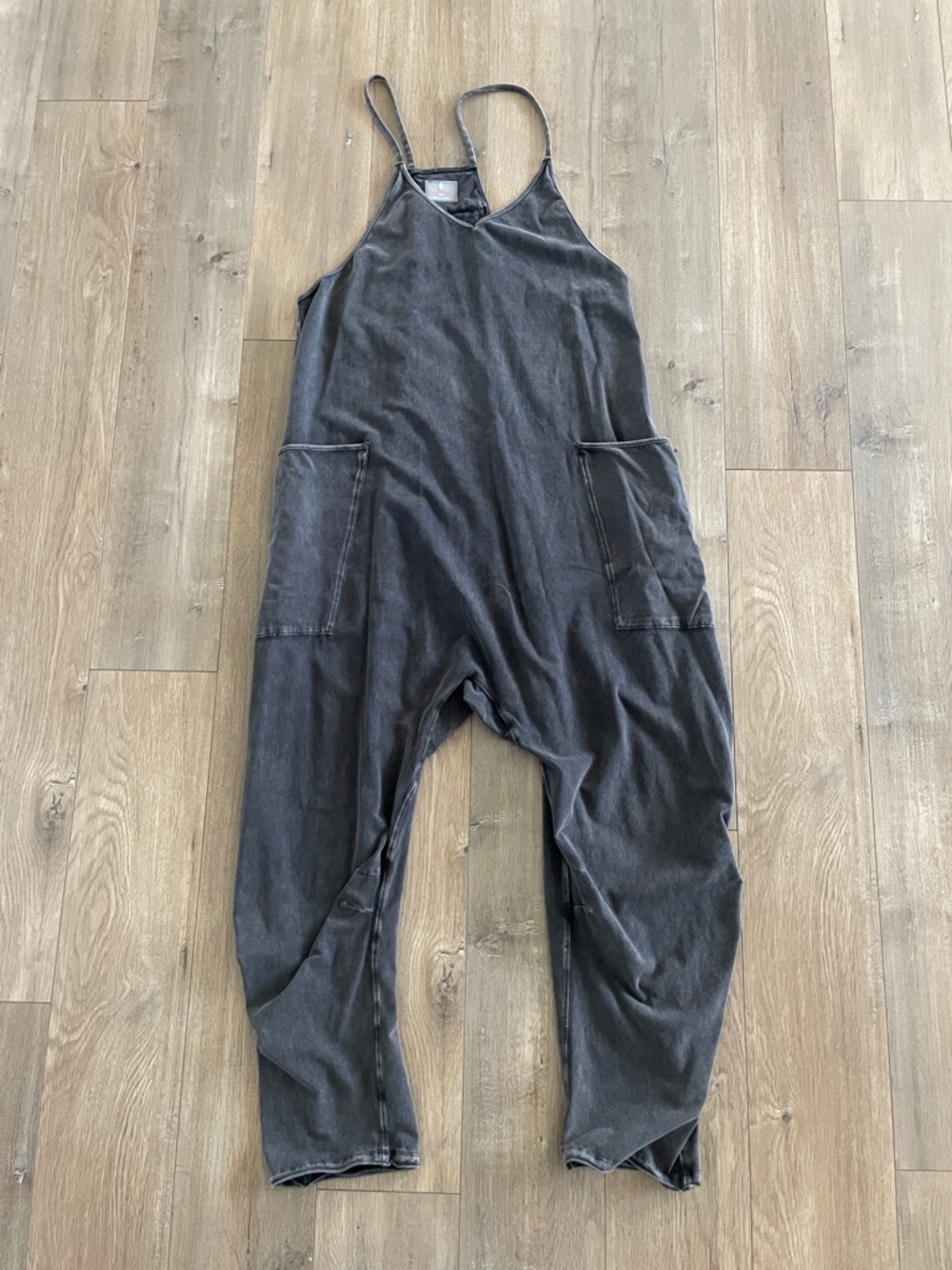 Free People Washed Charcoal Relaxed Pocket Jumpsuit